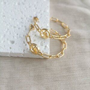 ✨Michael Kors✨ Signature Hoop Chain Link Goldtone Hoop Earrings